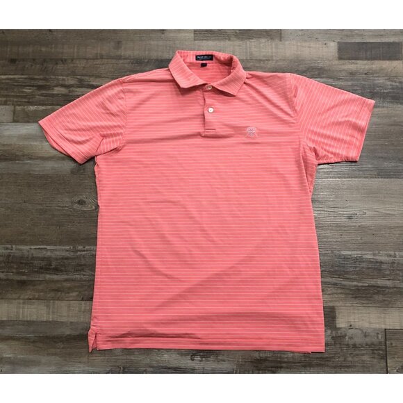 Peter Millar Crown Crafted Mens Large Pink Striped Polo Shirt - Picture 1 of 7